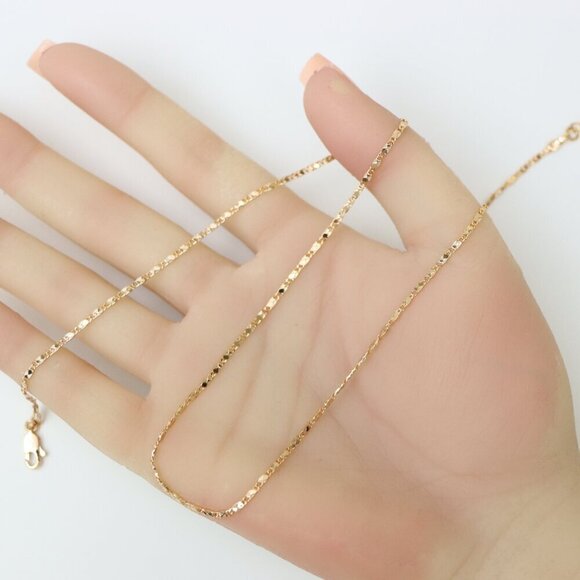 Dainty Diamond-Cut Rose Gold Necklace, Adjustable Chain, XPNL0191 - Picture 4 of 12